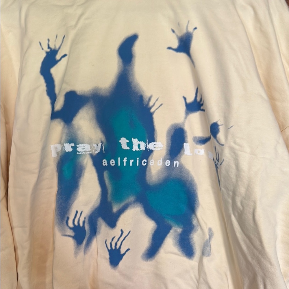 Aelfric Eden Cream Hooded Sweatshirt with Blue Graphic
